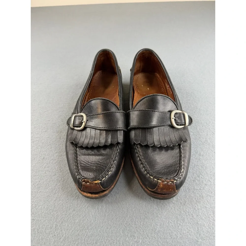 Allen Edmonds Loafers Mens 10 D Black Leather Kiltie Buckle Waterbury 42571